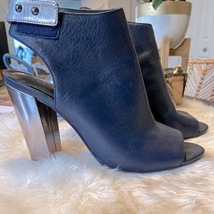 H by Halston Navy Natalie Peep Toe Bootie